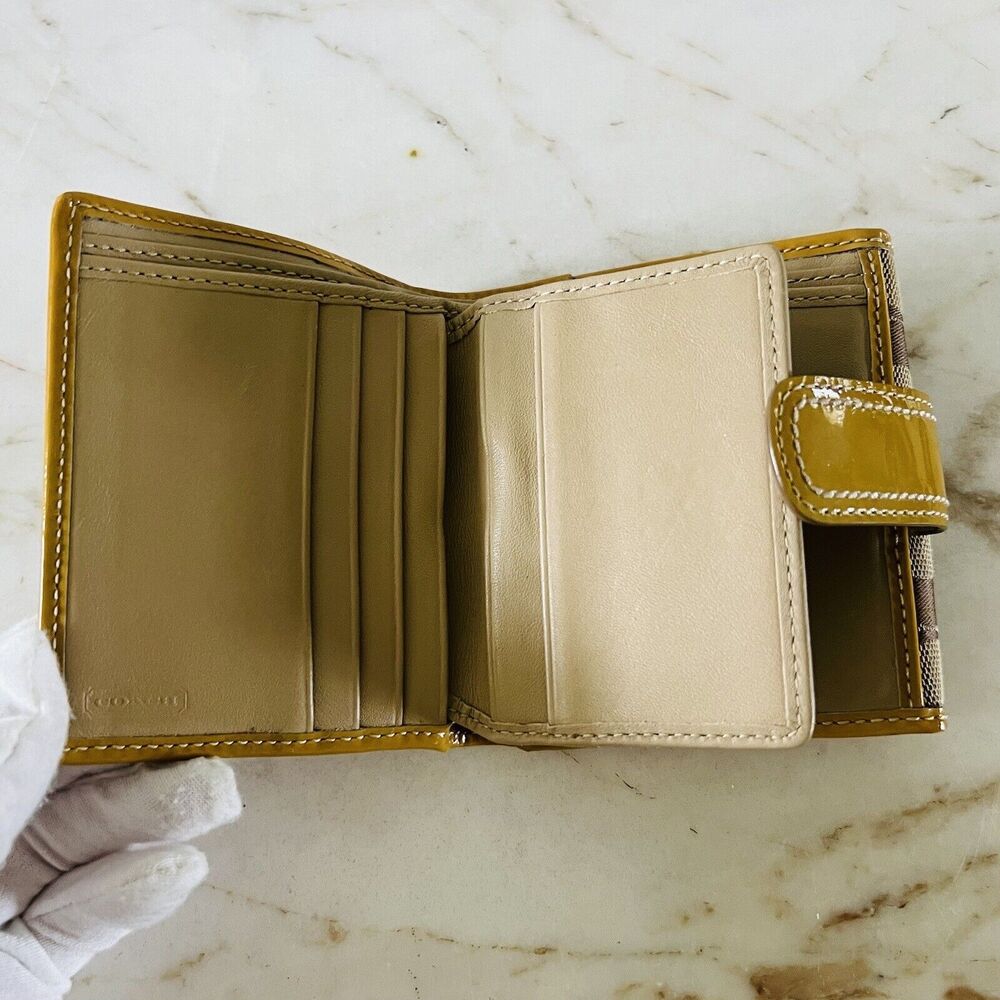 COACH Soho Khaki Putty Signature Canvas Bi-Fold Flap Wallet View 6